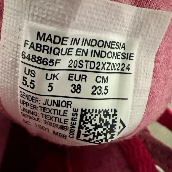Converse Chuck Taylor Hi Berry Pink High-Top Fabric Basketball Shoe size 5.5 - Picture 8 of 16